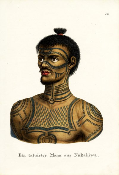 Tattooed Man Of Nukahiwa, 1824 by Karl Joseph Brodtmann